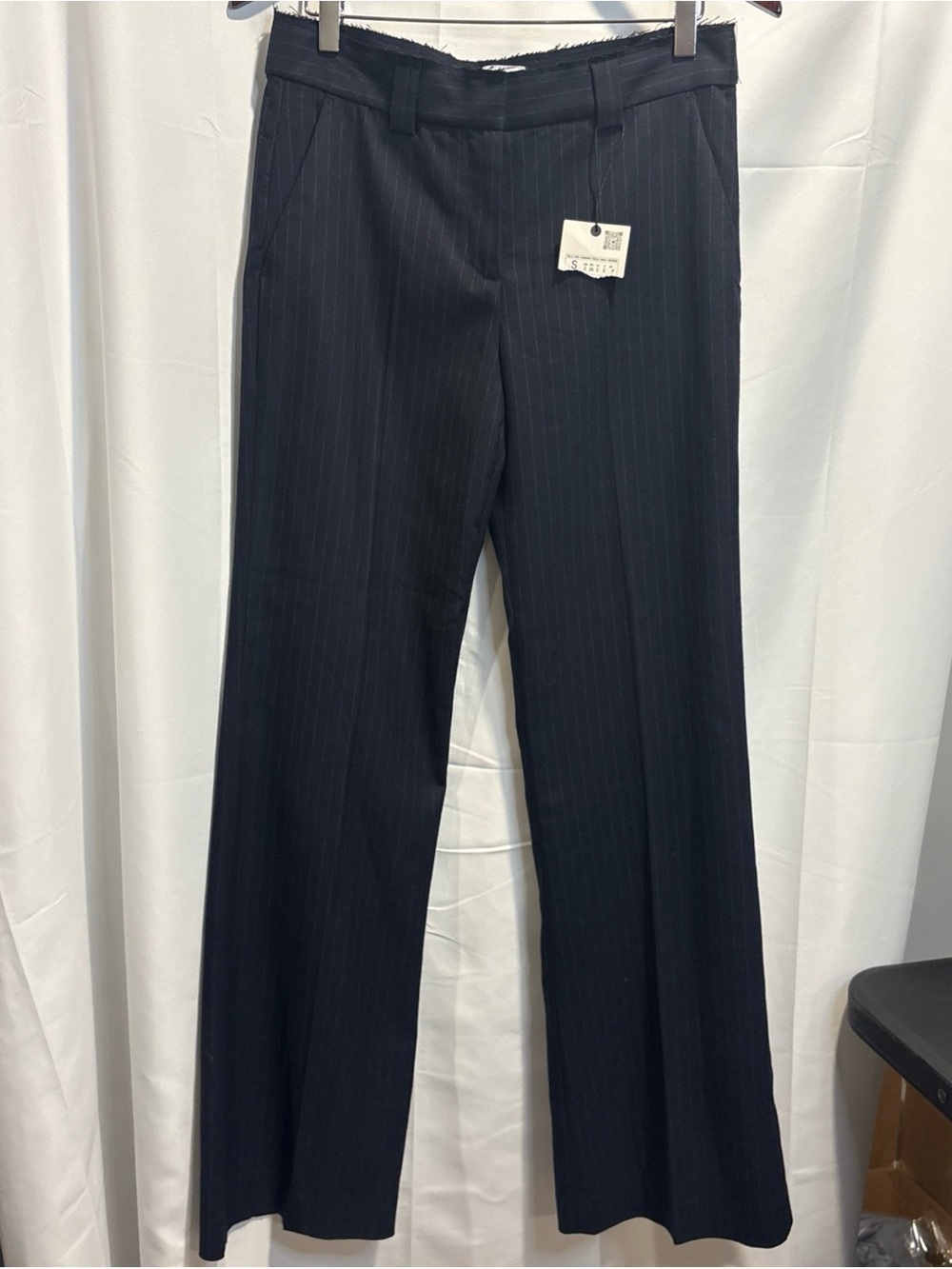 Zara navy Pinstripe Wide-Leg Trousers